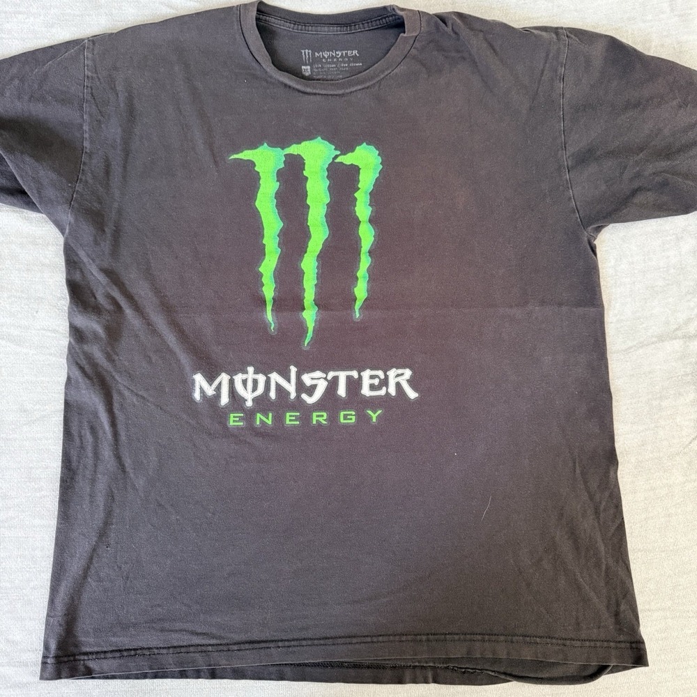 Monster Energy Shirt Mens XL Black Neon Green Logo Graphic Tee Racing